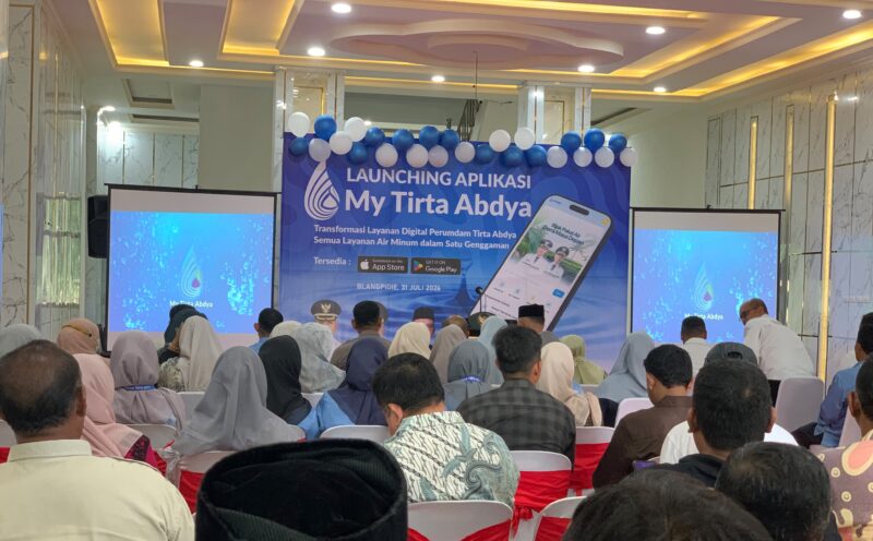 Launching aplikasi My Tirta Abdya di lobi Kantor Bupati setempat. Foto. Dok. Teukunizar/noa.co.id