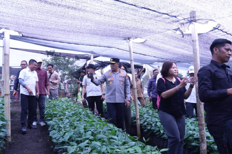 Menteri Pertanian RI Andi Amran Sulaiman berfoto bersama Wakil Gubernur Aceh Fadhlullah, para kepala daerah wilayah tengah Aceh, serta jajaran pemerintah usai meninjau lokasi produksi benih kopi arabika di Kecamatan Pintu Rime Gayo, Kabupaten Bener Meriah, Selasa (14/7/2026). Foto: Dok. Istimewa