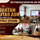 ASN Biro Pengadaan Barang dan Jasa Sekretariat Daerah Aceh mengikuti pelatihan public speaking di Ruang Rapat Lantai 3 Biro PBJ Setda Aceh, Senin (6/7/2026). Foto: Dok. Istimewa