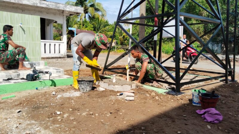 Satgas TMMD ke-129 Kodim 0107/Aceh Selatan merampungkan pembangunan sumur bor di Masjid Paya Pelumat, Kecamatan Labuhanhaji Timur, Selasa (11/8/2026). Foto: Dok. Istimewa 
