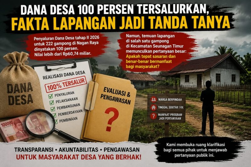Ilustrasi penyaluran Dana Desa di Kabupaten Nagan Raya. Pemerintah daerah menyatakan Dana Desa tahap II 2026 untuk 222 gampong telah tersalurkan 100 persen dengan nilai lebih dari Rp60,74 miliar. Foto: Dok. Istimewa 