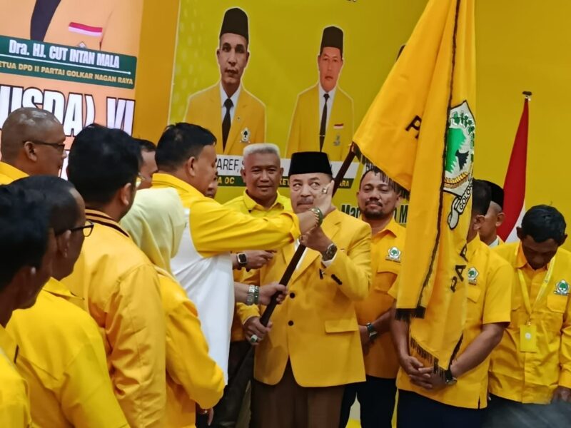 Teuku Raja Keumangan (TRK) resmi terpilih secara aklamasi sebagai Ketua DPD II Partai Golkar Kabupaten Nagan Raya periode 2026–2031 dalam Musyawarah Daerah (Musda) VI Partai Golkar yang digelar di Aula Partai Golkar, Gampong Ujong Fatihah, Kecamatan Kuala, Senin (3/8/2026). Foto: Dok. Istimewa 