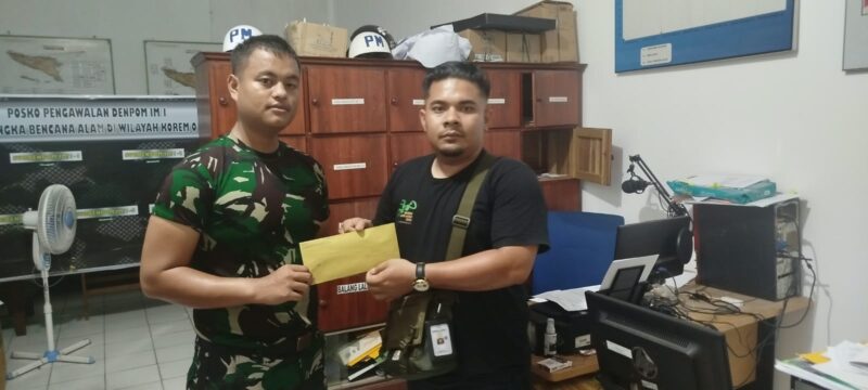 Laporan diserahkan ke Denpom Lhokseumawe 
