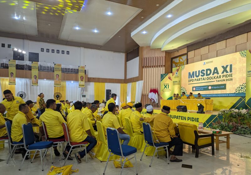Musda DPD II Partai Golkar Kabupaten Pidie, di Gedung Pertemuan, Kota Sigli, Sabtu (29/8/2026) (Foto. Amir Sagita.NOA.co.id).