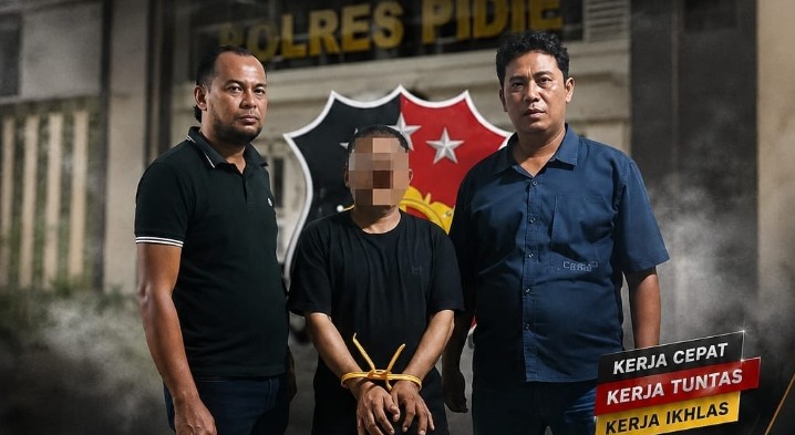 Sat Reskrim Polres Pidie berhasil menangkap buron kasus KDRT di Sumatera Utara bebrapa waktu yang lalu, (Foto.IST)