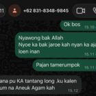 Tangkap layar WhatsApp dari OTK yang diduga bernafa ancaman kepada ketua SaKA Abdya, Miswar SH. Foto. Dok. Teukunizar/noa.co.id