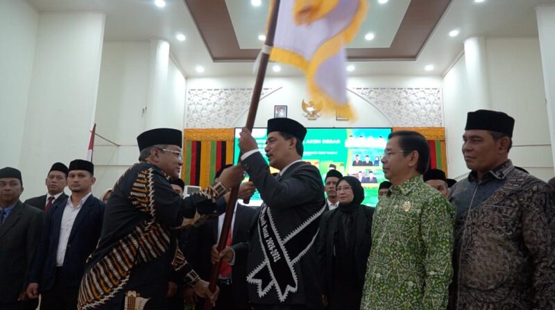 Bupati Aceh Besar H. Muharram Idris menghadiri pelantikan Pengurus Ikatan Cendekiawan Muslim Indonesia (ICMI) Organisasi Daerah (Orda) Aceh Besar periode 2026-2031 yang berlangsung di Aula Auditorium Prof. Ali Hasymi UIN Ar-Raniry Banda Aceh, Sabtu (5/9/2026). Foto: Dok. Prokopim Aceh Besar