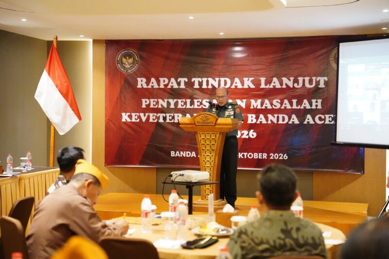 Rapat penyelesaian masalah keveteranan yang digelar Pusvet Bacadnas Kemhan RI di Banda Aceh membahas pendataan, verifikasi administrasi, dan pemenuhan hak veteran, Kamis (15/10/2026). Foto: Dok. Istimewa 