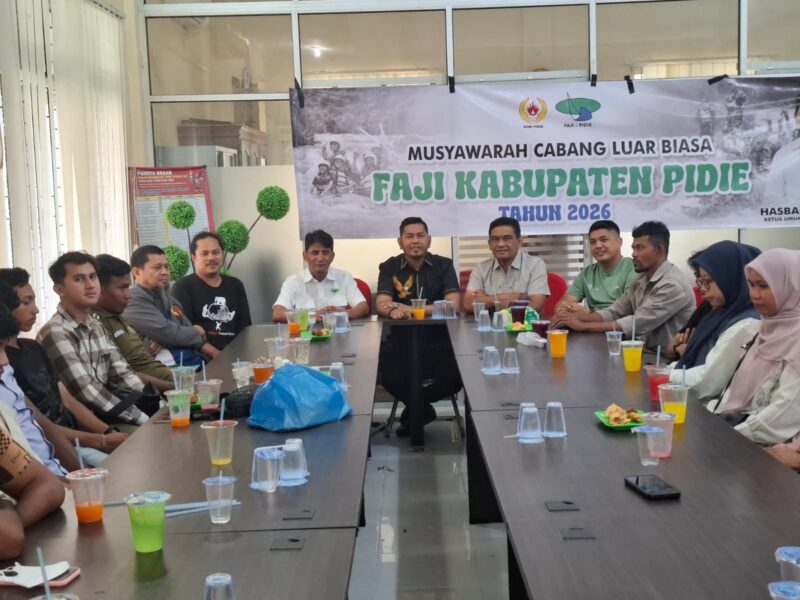 Musyawarah Cabang luar biasa FAJI Kabupaten Pidie di kantor KONI, Jumat (16/10/2026) (Foto.IST).