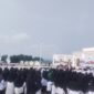 Para Santri mengikuti upacara peringatan hari santri di halaman gedung MTQ, Komplek perkantoran Cot trieng, Meureudu, (22/10/2026). Foto:Dok/ Muhammad Rissan 