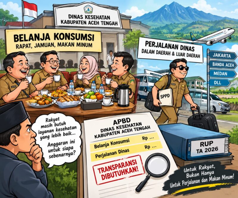 Ilustrasi anggaran belanja konsumsi rapat dan perjalanan dinas Dinas Kesehatan Aceh Tengah tahun anggaran 2026 yang menjadi perhatian terkait transparansi penggunaannya. Foto: Dok. Dasa Yushelmi/NOA.co.id